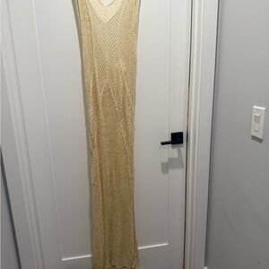 Anthropologie Elegant Cream Knit Maxi Dress